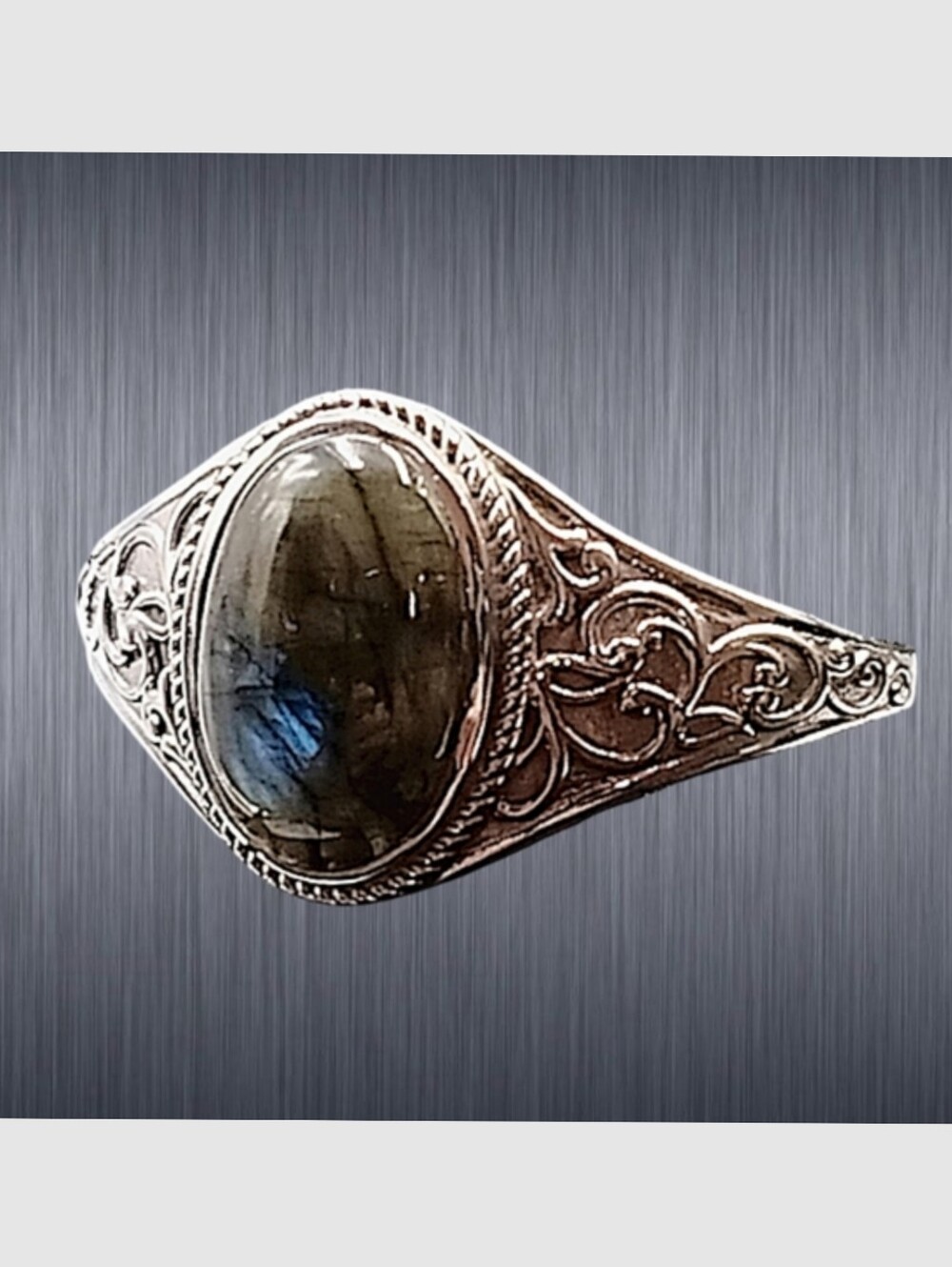 Sterling Silver Natural Labradorite Gemstone Bracelet w/ Distinctive Blue Flash